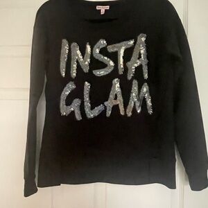Juicy Couture Black Sweatshirt with Silver Sequin 'Insta Glam‘ Sz Small